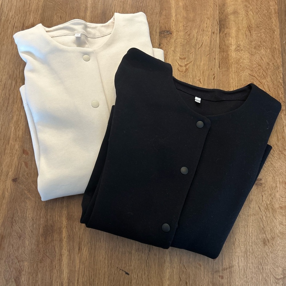 Muji Black and Cream Button-Up Jackets - Picture 2 of 5
